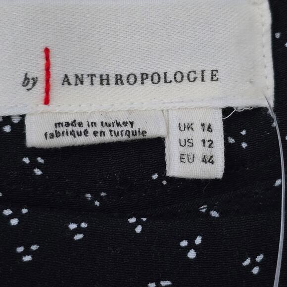 Anthropologie Skirted Wide-Leg Pants 12 Black Floral Flowy Boho Preppy Elegant - Picture 9 of 11